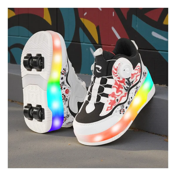 Rocky Sport Flames Çocuk Patenli, Işıklı Rahat Siyah-Saks ve Günlük Ayakkabı&sneaker Yeni Model Tarz Patenli Kaykay Ayakkabı - 34 - Görsel 10