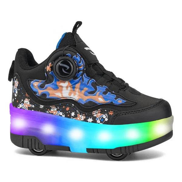 Rocky Sport Flames Çocuk Patenli, Işıklı Rahat Siyah-Saks ve Günlük Ayakkabı&sneaker Yeni Model Tarz Patenli Kaykay Ayakkabı - 34 - Görsel 4