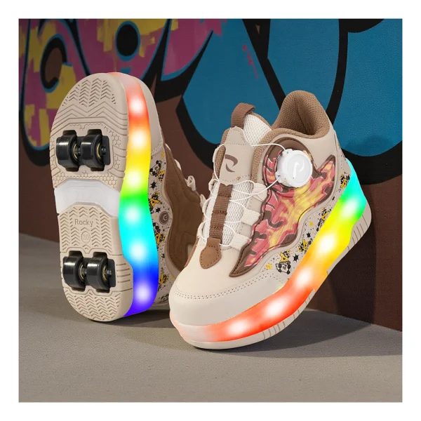 Rocky Sport Flames Çocuk Patenli, Işıklı Rahat Siyah-Saks ve Günlük Ayakkabı&sneaker Yeni Model Tarz Patenli Kaykay Ayakkabı - 34 - Görsel 9
