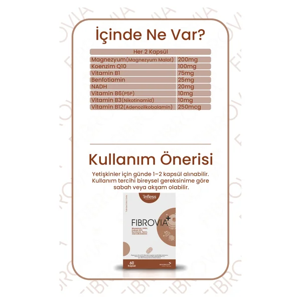 Infless Fibrovia+ Nadh ve Koenzim Q10, Magnezyum Malat Içeren Formül - 60 Kapsül - Görsel 2