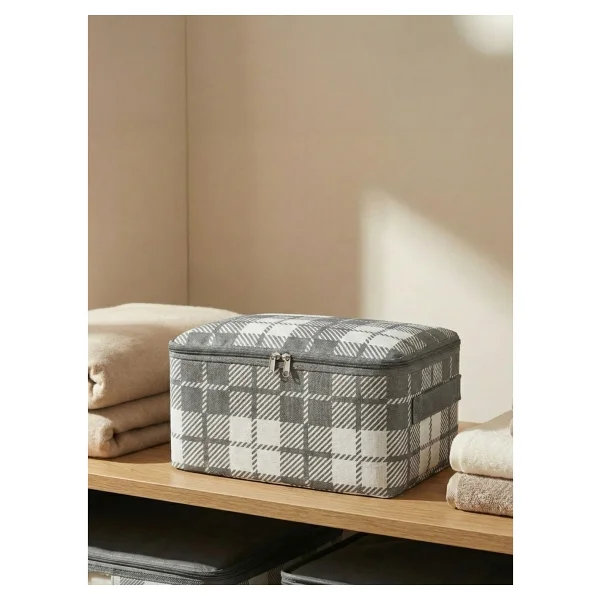 Nacarev Küçük Boy Çizgi Desen Baskılı Antrasit Baza Altı Bavul Içi Düzenleyici Organizer 30x20x15 cm - Görsel 2