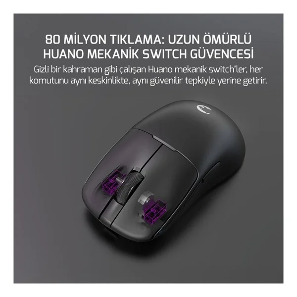 Gamepower Radus Siyah Şarjlı Makrolu Ergonomik Optik Kablolu/Kablosuz Oyuncu Mouse - Görsel 7