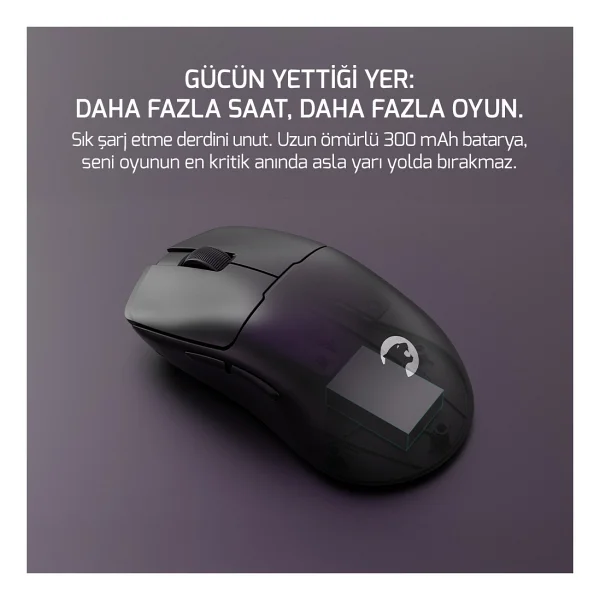 Gamepower Radus Siyah Şarjlı Makrolu Ergonomik Optik Kablolu/Kablosuz Oyuncu Mouse - Görsel 8