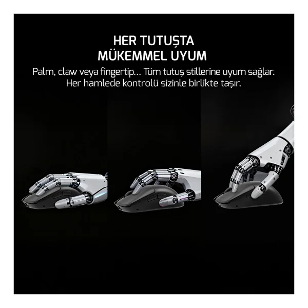 Gamepower Radus Siyah Şarjlı Makrolu Ergonomik Optik Kablolu/Kablosuz Oyuncu Mouse - Görsel 9