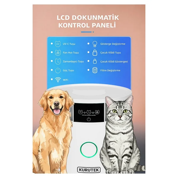 Kurutek UV-C PetCare HEPA+ Carbon Smart PHT30 Hava Temizleyici - Görsel 2