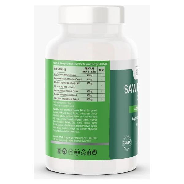 Rdu Saw Palmetto Complex Ardıç Civanperçemi Peryavşan Bitkisel Gıda Takviyesi 60 Tablet - Görsel 2