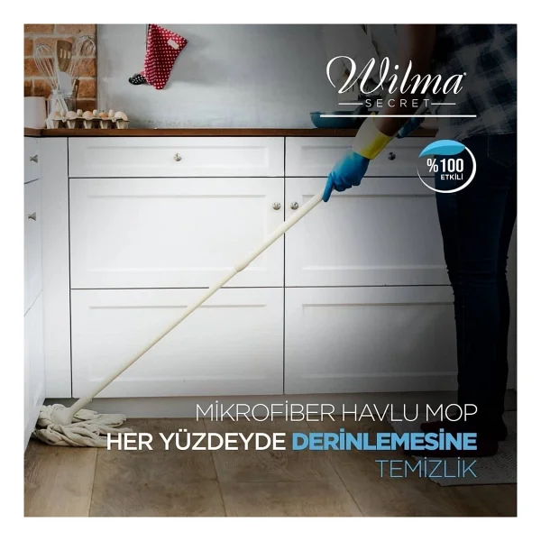 Wilma Secret Ultra Lüks Mikrofiber Mop Ucu - Vileda Mop Ucu 2 Adet Mavi - Görsel 3