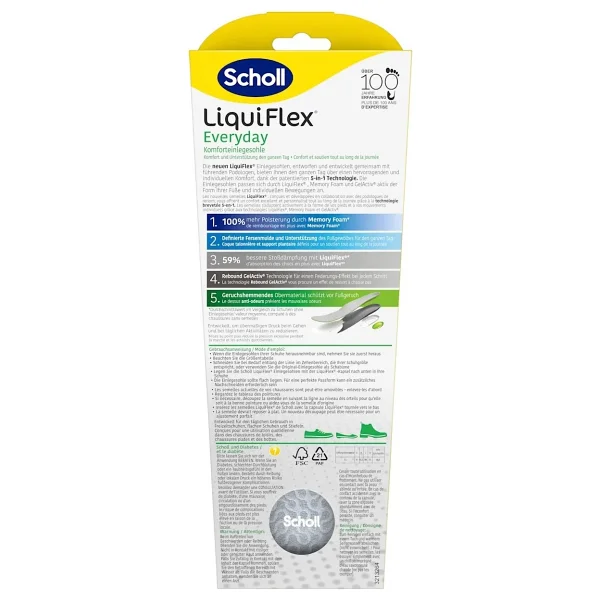 Scholl Günlük Tabanlık Jel Destekli Hafızalı Sünger 5in1 Comfort - 41,5-46,5 Numara L Beden - Alice Mavisi - Görsel 2