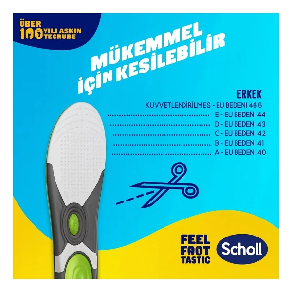 Scholl Günlük Tabanlık Jel Destekli Hafızalı Sünger 5in1 Comfort - 41,5-46,5 Numara L Beden - Alice Mavisi - Görsel 3