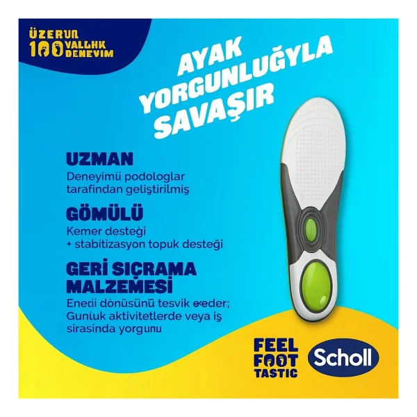 Scholl Günlük Tabanlık Jel Destekli Hafızalı Sünger 5in1 Comfort - 41,5-46,5 Numara L Beden - Alice Mavisi - Görsel 5