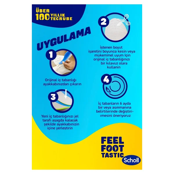 Scholl Günlük Tabanlık Jel Destekli Hafızalı Sünger 5in1 Comfort - 41,5-46,5 Numara L Beden - Alice Mavisi - Görsel 6