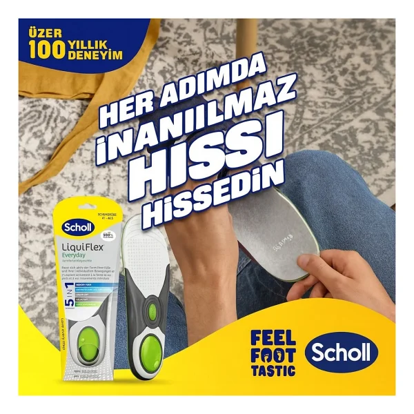 Scholl Günlük Tabanlık Jel Destekli Hafızalı Sünger 5in1 Comfort - 41,5-46,5 Numara L Beden - Alice Mavisi - Görsel 7