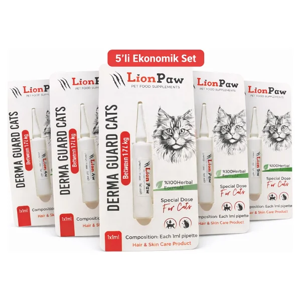 Lion Paw Kediler Için Ense Deri Damlası Pire Bit Kene Deri Bakımı Için Bitkisel Damla 5x1 ml - Açık Mavi - Kırmızı - Görsel 2