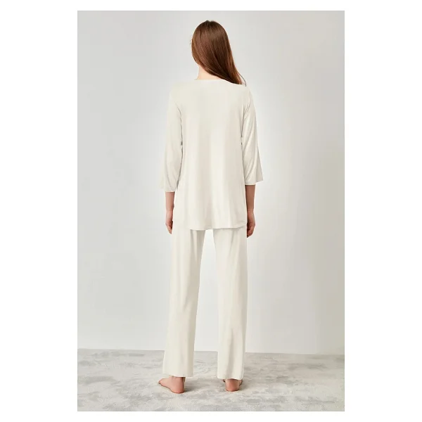 Catherine's Yumuşak Dokulu Hamile Pijama Takımı - Beyaz - Görsel 2