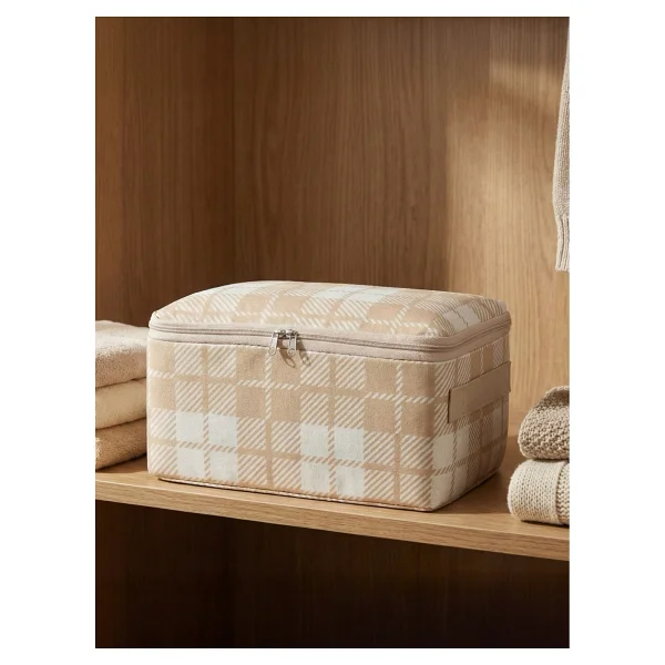 Nacarev Küçük Boy Çizgi Desen Baskılı Antrasit Baza Altı Bavul Içi Düzenleyici Organizer 30x20x15 cm - Görsel 4