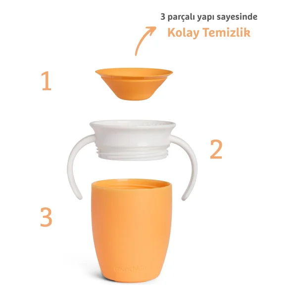 Munchkin Mucize 360° Alıştırma Bardağı, 6AY+, 207ML, Turuncu, 1 Adet - Görsel 4