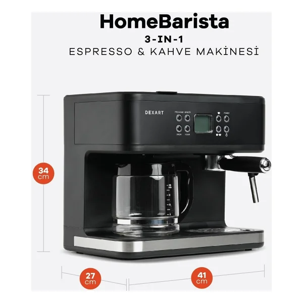 Dexart Home Barista DX-1341 3in1 Espresso Makinesi - Görsel 10