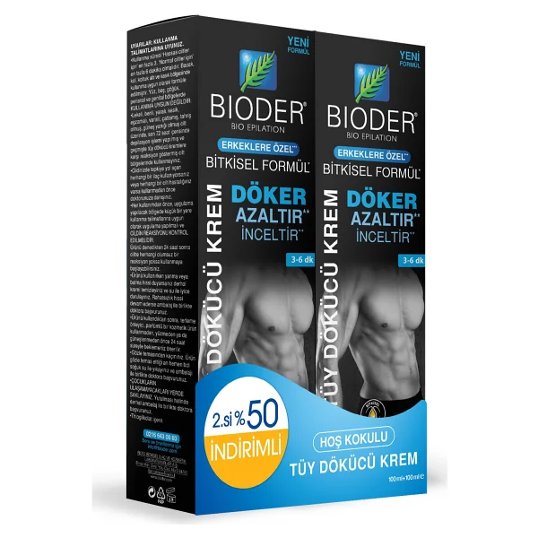 Bioder Tüy Dökücü Krem 2x100 ml - Erkekler için Derinlemesine Nemlendirici ve Tüy Azaltıcı Özellikli - Görsel 3