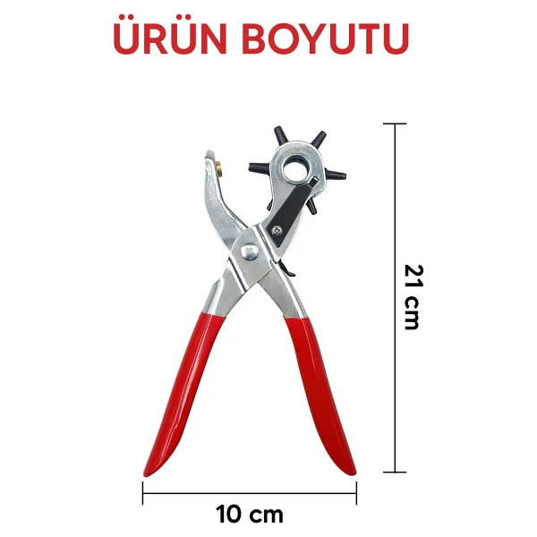 6 Başlıklı Döner Kemer Delme Aleti Metal Delik Açıcı Pense, Deri Kanvas Kemer Delme Makinesi - Görsel 3