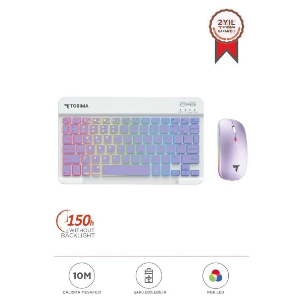 Torima TMK-09 Mor RGB Kablosuz Klavye Mouse Seti - Görsel 7