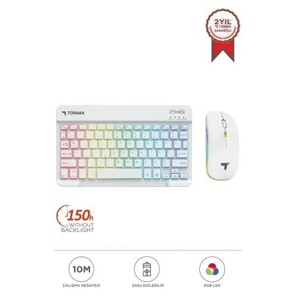 Torima TMK-09 Beyaz RGB Kablosuz Klavye Mouse Seti - Görsel 7