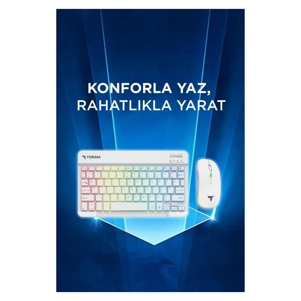Torima TMK-09 Beyaz RGB Kablosuz Klavye Mouse Seti - Görsel 8