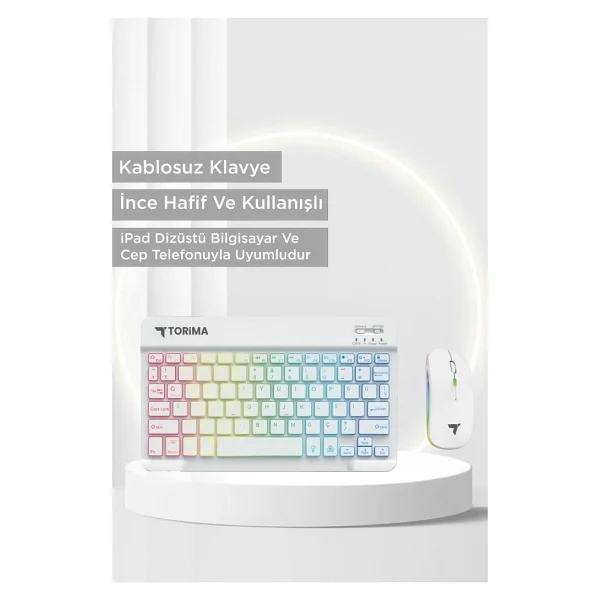 Torima TMK-09 Beyaz RGB Kablosuz Klavye Mouse Seti - Görsel 9