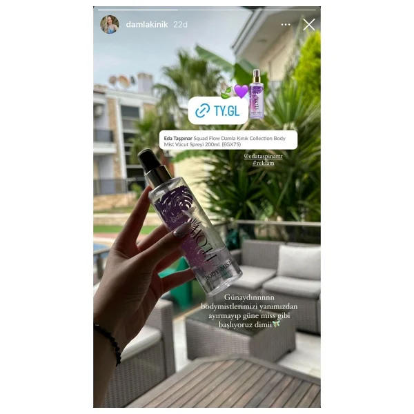 Eda Taşpınar Squad Flow Damla Kınık Collection 200 ml Kadın Vücut Spreyi - Görsel 6