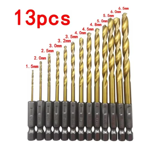 Rekotools-1/4'' Bits Saplı Tin Kaplı Hss Matkap Ucu Seti 13 Parça - Görsel 6