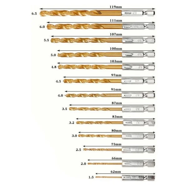 Rekotools-1/4'' Bits Saplı Tin Kaplı Hss Matkap Ucu Seti 13 Parça - Görsel 4