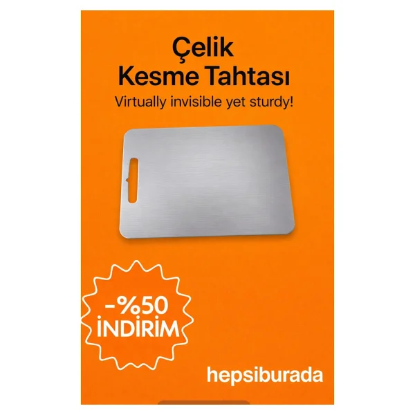 Paslanmaz Çelik Kesme Tahtası - 1 Adet - Görsel 2