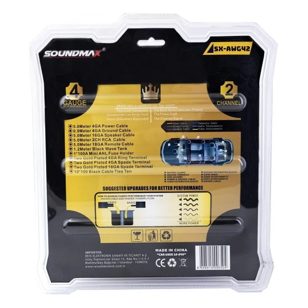 Soundmax Sx-Awg83 8 Ga Oto Anfi Kablo Kiti - Görsel 2
