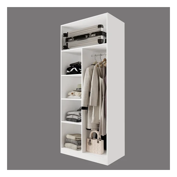 Bimossa KA3040 Goss 90CM Kapaksız Boy Askılı Gardırop,raflı Giyinme Dolabı,beyaz Modern Kıyafet Dolabı - Görsel 4