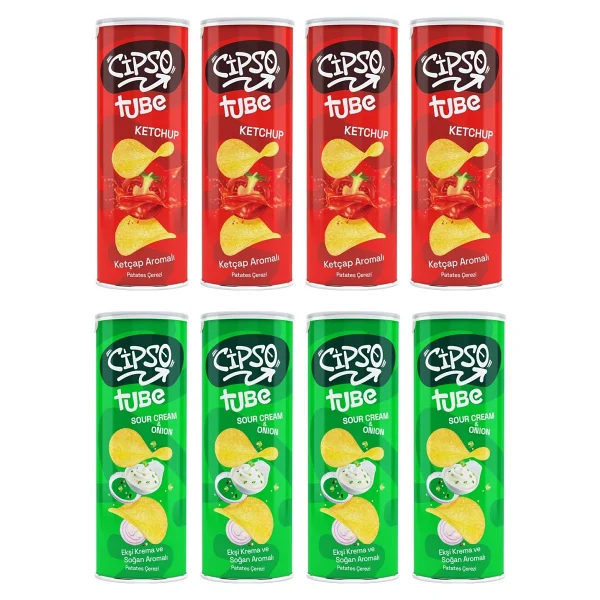 Cipso Tube Ketçap Aromalı Ve Ekşi Kremalı Cips 160 Gr 8 Li Karma Paket - Görsel 4