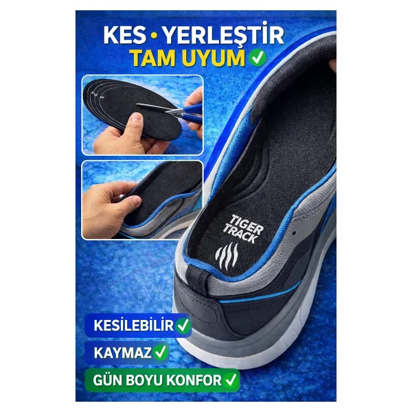 Tıger Track Ark Support Spor ve Günlük Kullanım Için Ultra Konforlu Ortopedik Ayakkabı Tabanlığı Kadın Erkek - 39-45 - Görsel 5