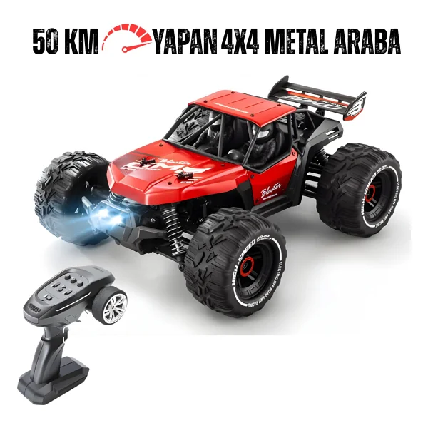 Giffy/Oyuncak Uzaktan Kumandalı Metal Gövde 50 Km Hız Yapan 4x4 Off-Road Arazi Aracı Şarjlı 1400 MaH (Mavi) - Görsel 9