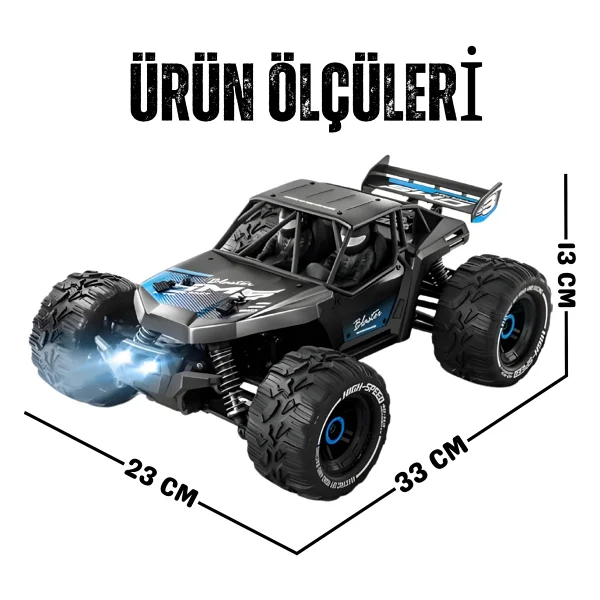 Giffy/Oyuncak Uzaktan Kumandalı Metal Gövde 50 Km Hız Yapan 4x4 Off-Road Arazi Aracı Şarjlı 1400 MaH (Mavi) - Görsel 2