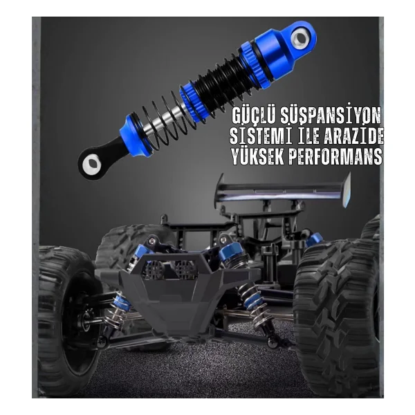 Giffy/Oyuncak Uzaktan Kumandalı Metal Gövde 50 Km Hız Yapan 4x4 Off-Road Arazi Aracı Şarjlı 1400 MaH (Mavi) - Görsel 4