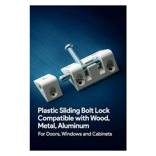 Plastik Sürgülü Kilit, Ahşap, Metal, Alüminyum Uyumlu, Kapı, Pencere, Dolap Için, Dayanıklı, Sürgü Mandalı, Kayar Kilit Mekanizması (7 Cm, 2 Adet) - standart - Görsel 4