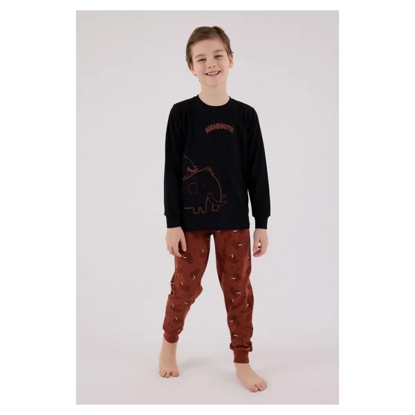 Rolypoly Erkek Çocuk Mamoth Uzun Kol Pijama Takım Siyah - Görsel 6