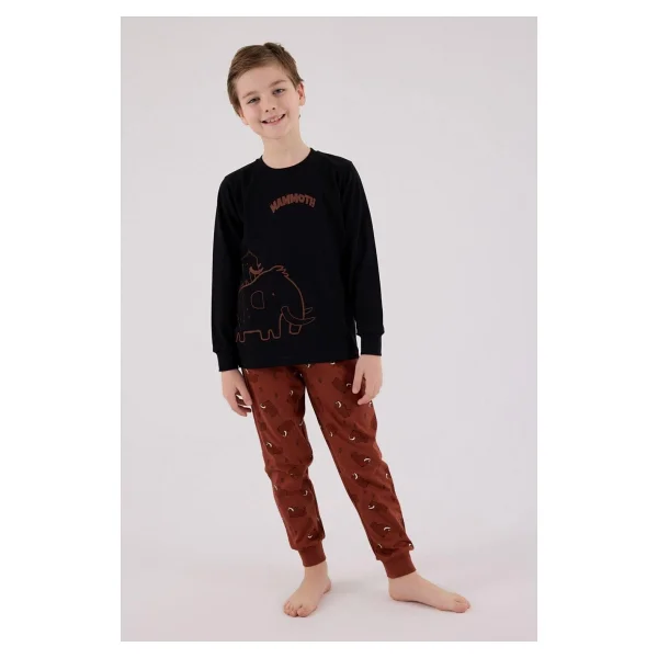 Rolypoly Erkek Çocuk Mamoth Uzun Kol Pijama Takım Siyah - Görsel 4