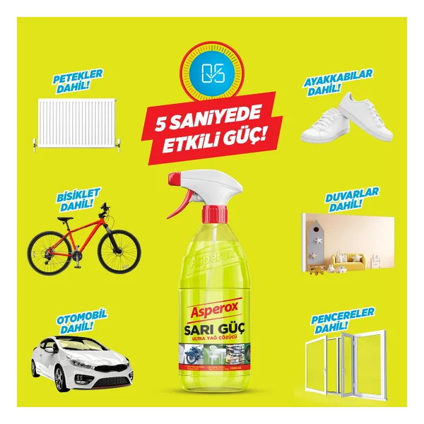 Asperox Sarı Güç Ultra Yağ Çözücü 1 lt - Görsel 9