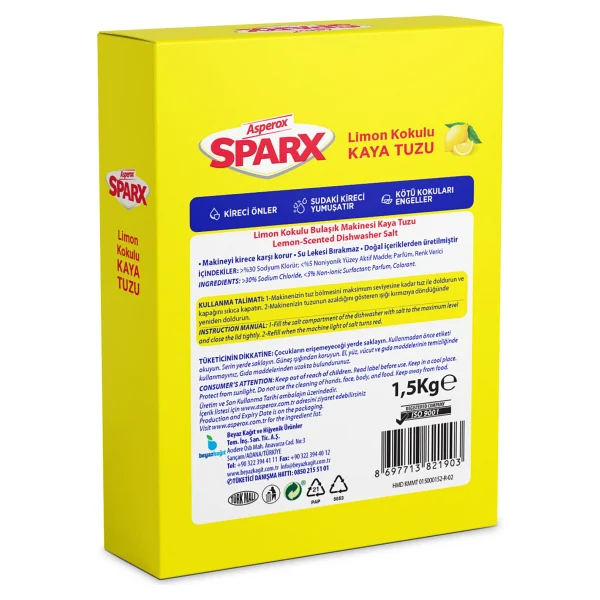 Asperox Sparx Limon Kokulu Kaya Tuzu 1.5 kg - Görsel 7