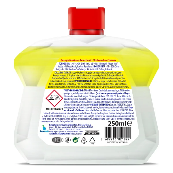 Asperox Sparx Bulaşık Makinesi Temizleyici 250 ml - Görsel 9