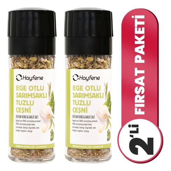 Hayfene 2'li Ege Otlu Sarımsaklı Baharatlı Tuzlu Çeşni 40X2 gr - 2 Adet - Görsel 2