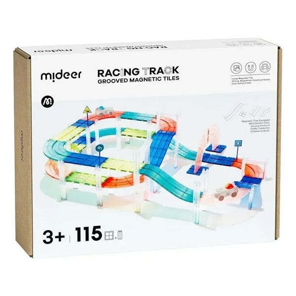 Mideer Magnetic Tiles Arabalı Yarış Pisti MD6395 115 Parça Blok Oyuncak - Görsel 2