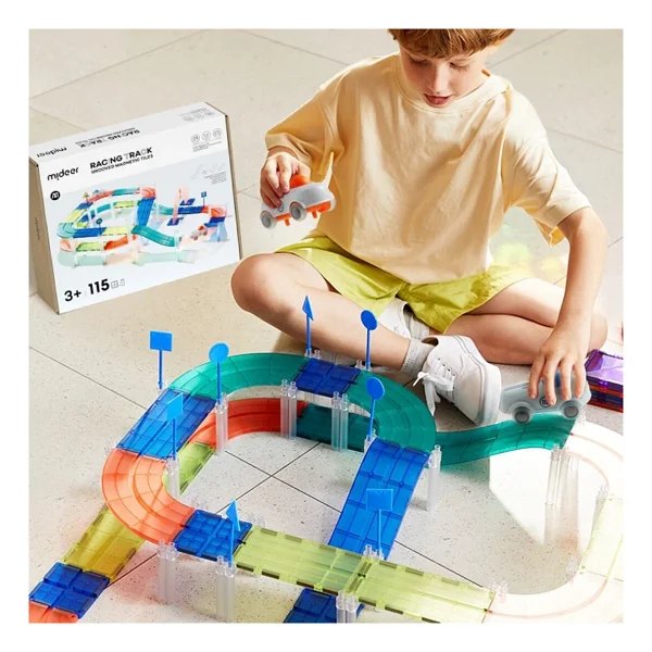 Mideer Magnetic Tiles Arabalı Yarış Pisti MD6395 115 Parça Blok Oyuncak - Görsel 3