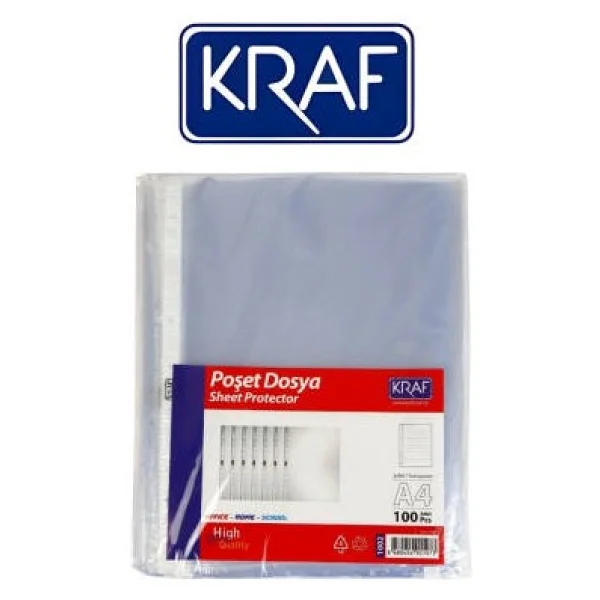 Kraf Xl Poşet Dosya, 10 Adet, 100'LÜ Paket, A4 Boyut, Şeffaf - Görsel 2