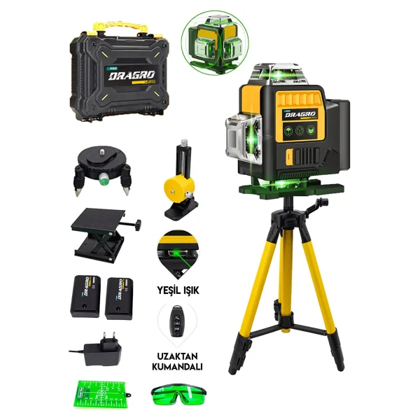 Dragro Pro 16 Köşe Yeşil Lazer Hizalama Terazi 360° Mıknatıslı Çantalı Otomatik Hizalama Metre - Görsel 2