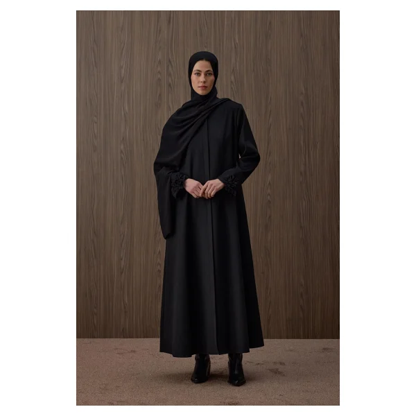 Ferraceci Gül Kaşmir Manto - Siyah - XL - Görsel 4